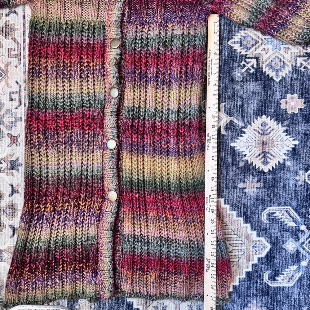 Sahalie Multicolor Chunky Knit Button-Down Women's Duster Cardigan Women’s Small - Picture 9 of 13
